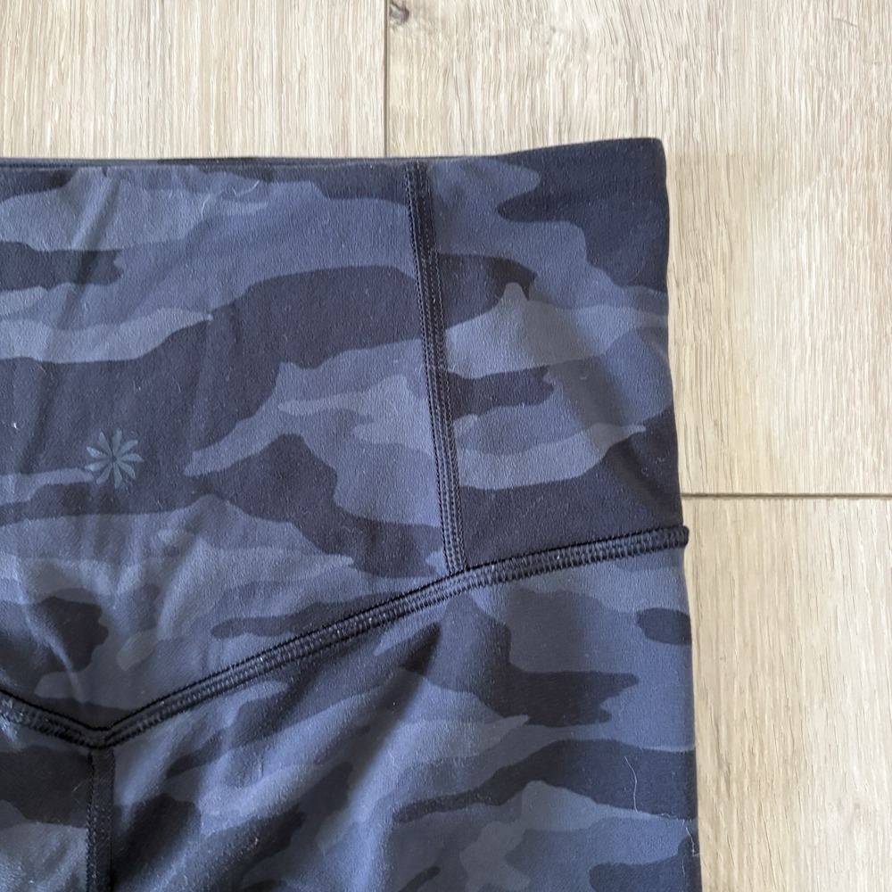 Athleta Elation 7/8 Tight Black Gray Camouflage Leggings Women's SP Stretch Logo - Picture 7 of 7